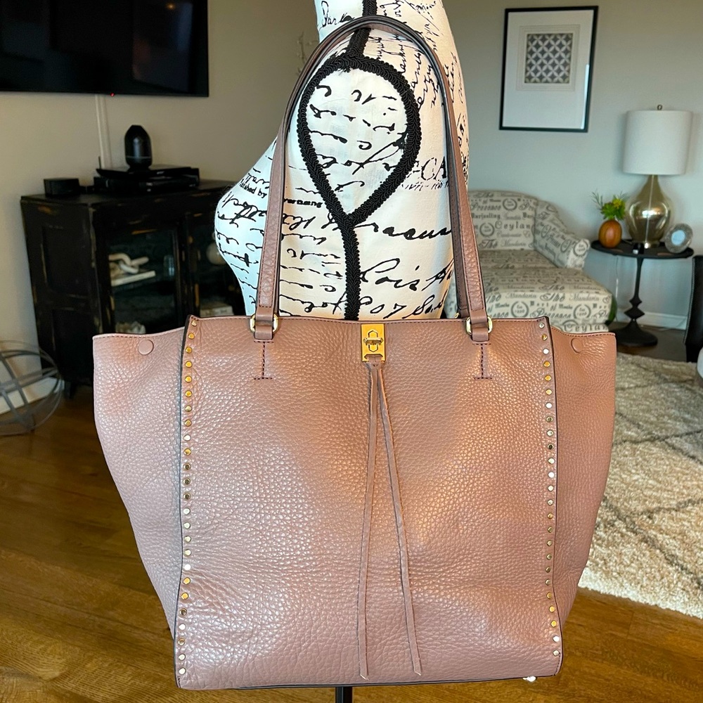 Rebecca Minkoff Pebbled Leather Darren Tote Bag Handbag Like New Dusky Mauve